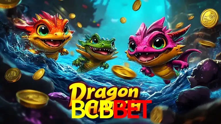 Arte promocional do jogo Dragon Hatch com três adoráveis dragões bebês nadando entre moedas de ouro, um dos slots mais divertidos para jogar no cassino BCBBET.