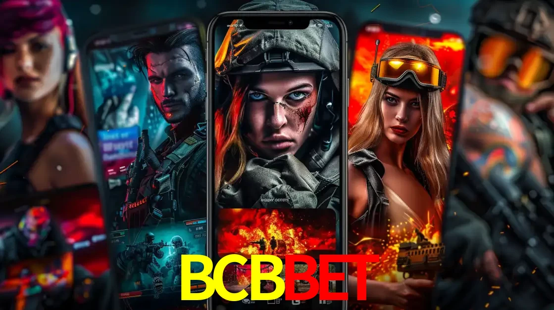 Montagem de telas de celular mostrando diversos personagens, masculinos e femininos, de um jogo de tiro, ilustrando a diversidade de equipes de e-sports para apostar no BCBBET.