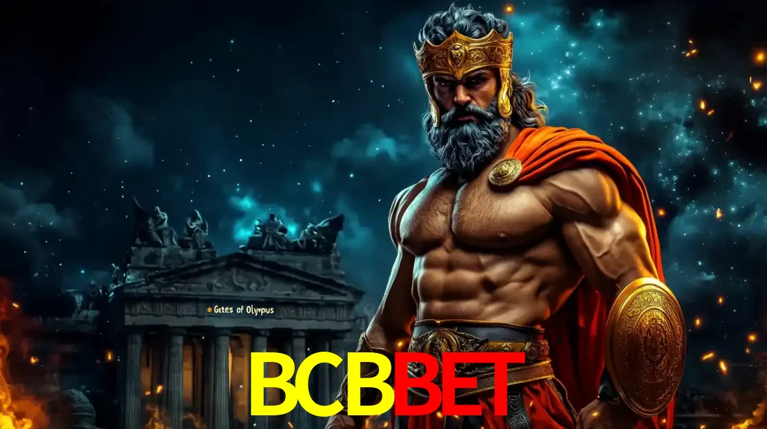 O poderoso Zeus do jogo de slot Gates of Olympus em frente ao seu templo, pronto para lançar multiplicadores divinos e prêmios épicos no cassino online BCBBET.